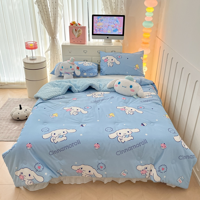 91家纺网 家纺一手货源 找家纺 暮思家居 2025新款正版授权三丽鸥A版纯棉B版安抚豆豆绒春秋被冬被豆豆被被子被芯系列 豆豆被-甜品玉桂狗