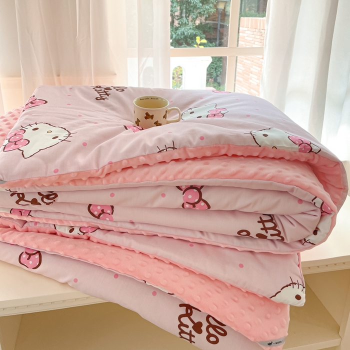 暮思家居 2025新款正版授权三丽鸥A版纯棉B版安抚豆豆绒春秋被冬被豆豆被被子被芯系列 豆豆被-可爱凯蒂