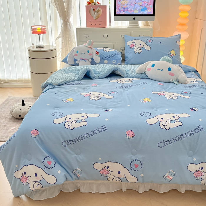 91家纺网 家纺一手货源 找家纺 暮思家居 2025新款正版授权三丽鸥A版纯棉B版安抚豆豆绒春秋被冬被豆豆被被子被芯系列 豆豆被-甜品玉桂狗