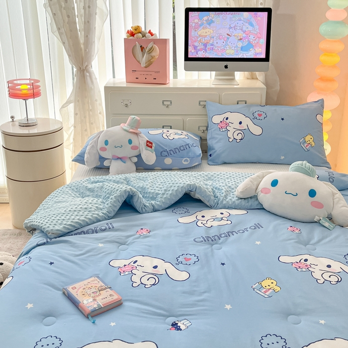 91家纺网 家纺一手货源 找家纺 暮思家居 2025新款正版授权三丽鸥A版纯棉B版安抚豆豆绒春秋被冬被豆豆被被子被芯系列 豆豆被-甜品玉桂狗