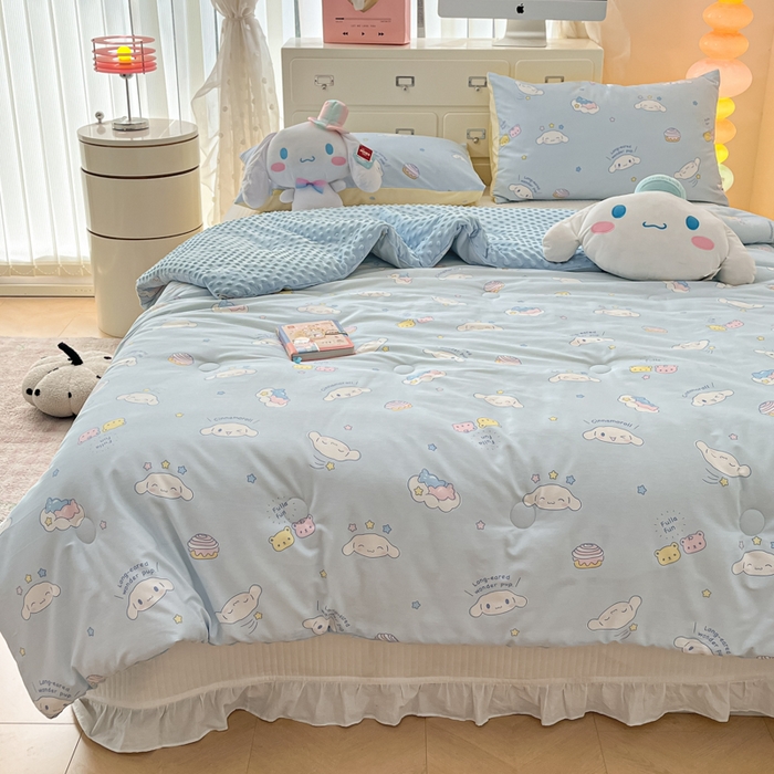 91家纺网 家纺一手货源 找家纺 暮思家居 2025新款正版授权三丽鸥A版纯棉B版安抚豆豆绒春秋被冬被豆豆被被子被芯系列 豆豆被-云朵大耳狗