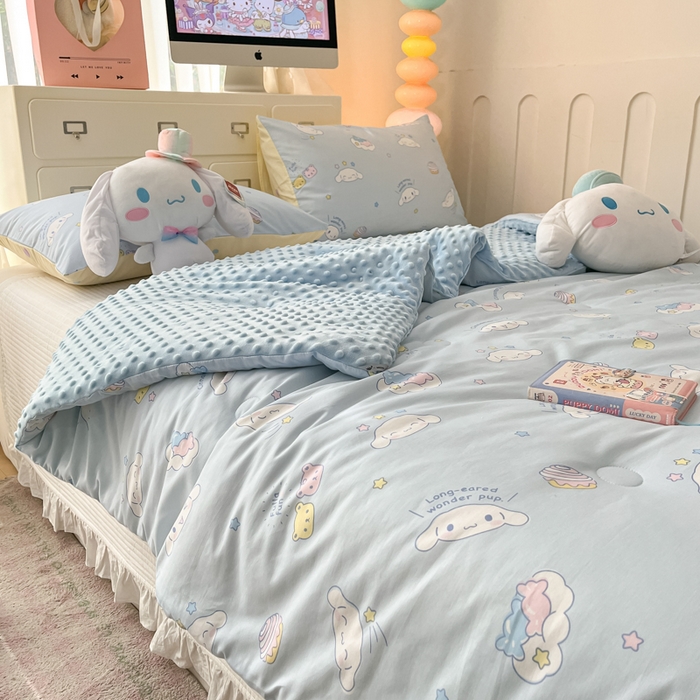 91家纺网 家纺一手货源 找家纺 暮思家居 2025新款正版授权三丽鸥A版纯棉B版安抚豆豆绒春秋被冬被豆豆被被子被芯系列 豆豆被-云朵大耳狗