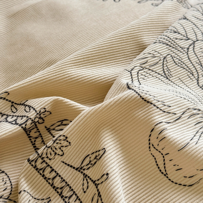 91家纺网 家纺一手货源 找家纺 宅家居 2025新款轻法式小香风灯芯绒提花立体韩版花边牛奶绒四件套-影棚风 镜花