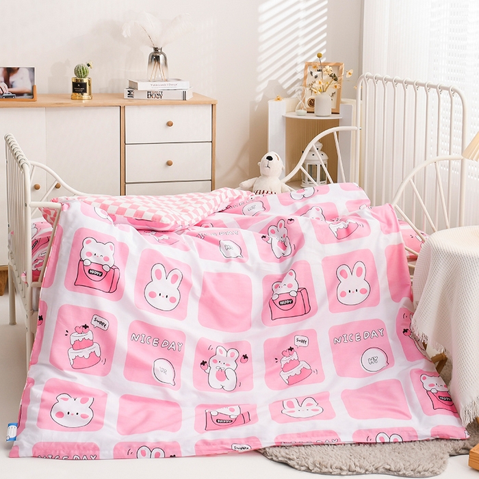 91家纺网 家纺一手货源 找家纺 梵赫家纺 2025新款全棉小版三件套 格格兔