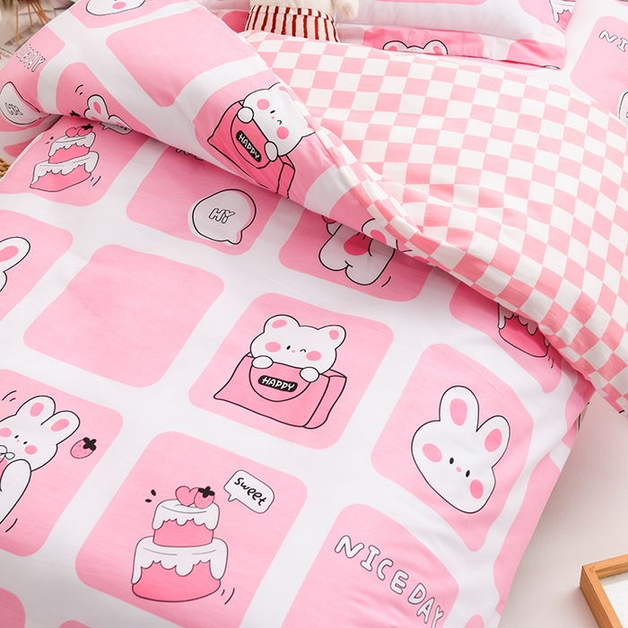 91家纺网 家纺一手货源 找家纺 梵赫家纺 2025新款全棉小版三件套 格格兔