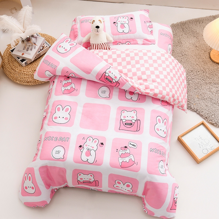 91家纺网 家纺一手货源 找家纺 梵赫家纺 2025新款全棉小版三件套 格格兔