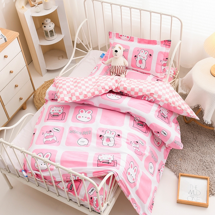 91家纺网 家纺一手货源 找家纺 梵赫家纺 2025新款全棉小版三件套 格格兔