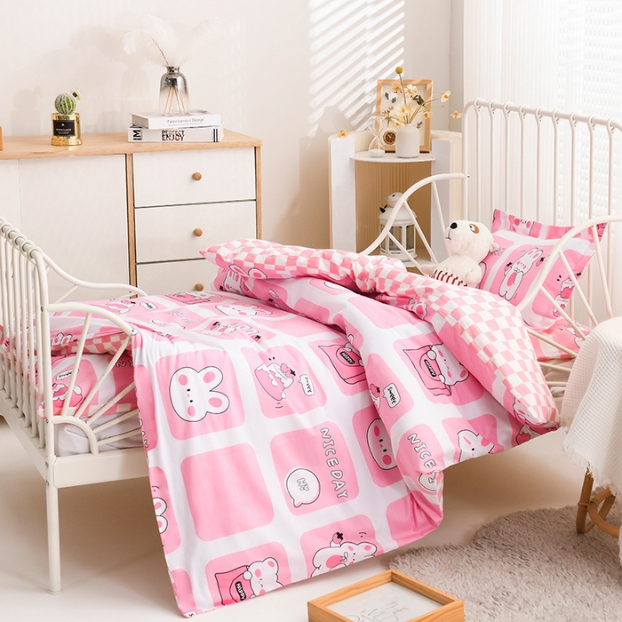 91家纺网 家纺一手货源 找家纺 梵赫家纺 2025新款全棉小版三件套 格格兔