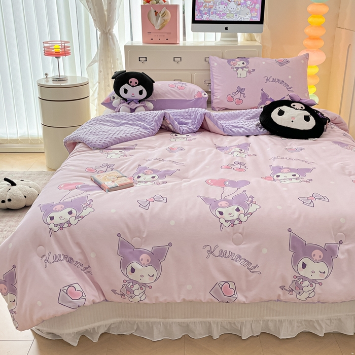 91家纺网 家纺一手货源 找家纺 暮思家居 2025新款正版授权三丽鸥A版纯棉B版安抚豆豆绒春秋被冬被豆豆被被子被芯系列 豆豆被-气球库洛米