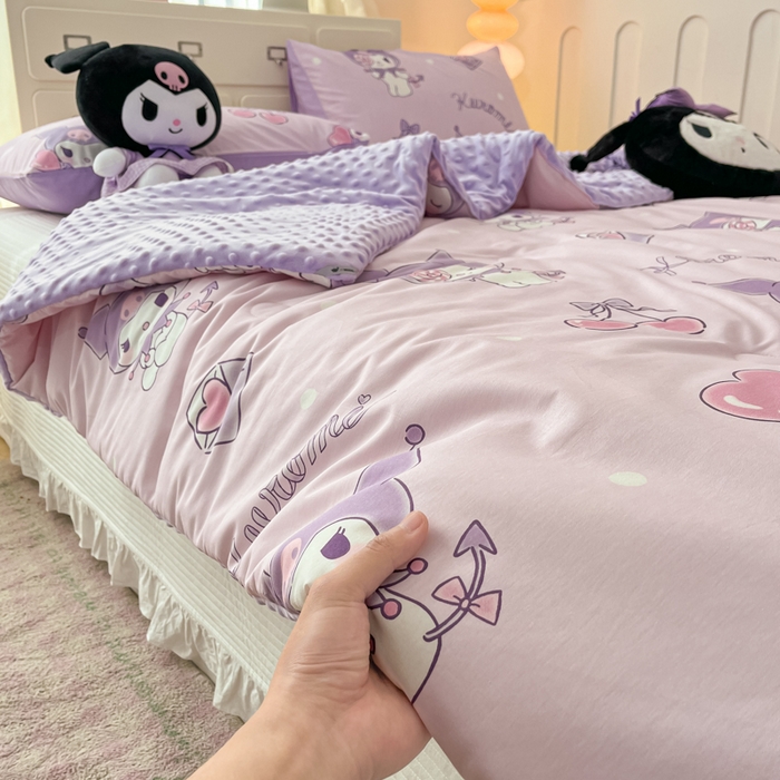 91家纺网 家纺一手货源 找家纺 暮思家居 2025新款正版授权三丽鸥A版纯棉B版安抚豆豆绒春秋被冬被豆豆被被子被芯系列 豆豆被-气球库洛米