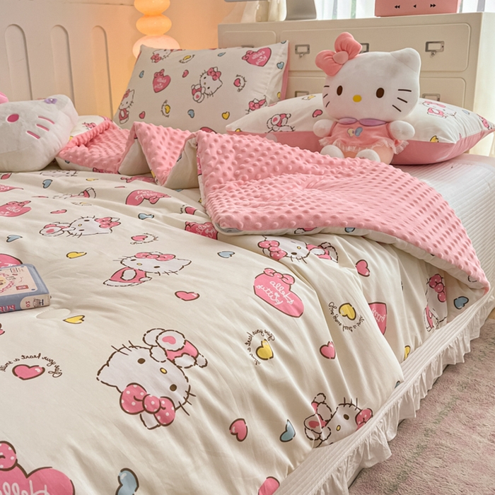 91家纺网 家纺一手货源 找家纺 暮思家居 2025新款正版授权三丽鸥A版纯棉B版安抚豆豆绒春秋被冬被豆豆被被子被芯系列 豆豆被-公主kt