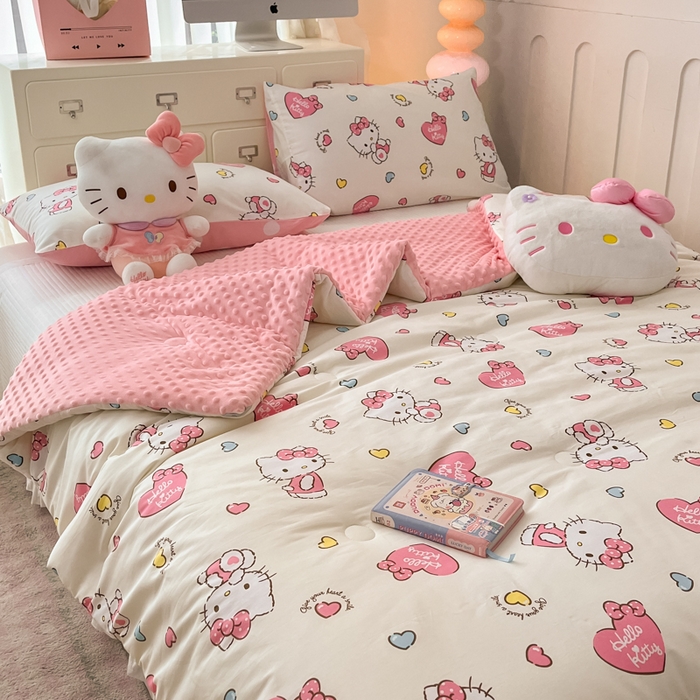 91家纺网 家纺一手货源 找家纺 暮思家居 2025新款正版授权三丽鸥A版纯棉B版安抚豆豆绒春秋被冬被豆豆被被子被芯系列 豆豆被-公主kt