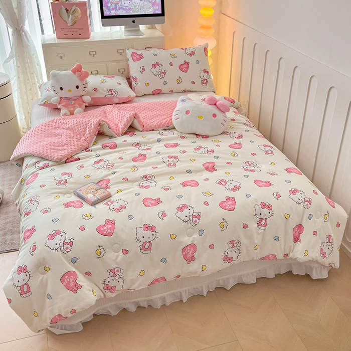 91家纺网 家纺一手货源 找家纺 暮思家居 2025新款正版授权三丽鸥A版纯棉B版安抚豆豆绒春秋被冬被豆豆被被子被芯系列 豆豆被-公主kt