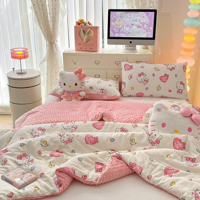 91家纺网 家纺一手货源 找家纺 暮思家居 2025新款正版授权三丽鸥A版纯棉B版安抚豆豆绒春秋被冬被豆豆被被子被芯系列 豆豆被-公主kt