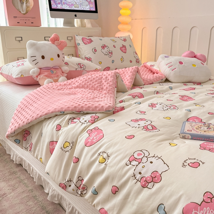 91家纺网 家纺一手货源 找家纺 暮思家居 2025新款正版授权三丽鸥A版纯棉B版安抚豆豆绒春秋被冬被豆豆被被子被芯系列 豆豆被-公主kt