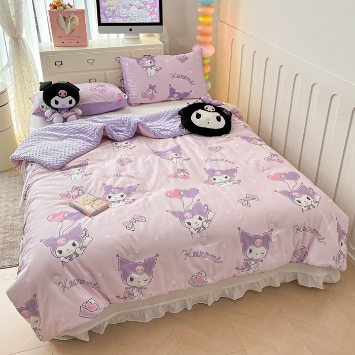 91家纺网 家纺一手货源 找家纺 暮思家居 2025新款正版授权三丽鸥A版纯棉B版安抚豆豆绒春秋被冬被豆豆被被子被芯系列 豆豆被-气球库洛米