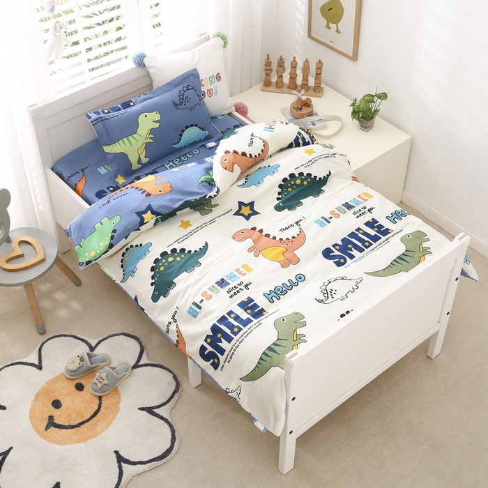 91家纺网 家纺一手货源 找家纺 梵赫家纺 2025新款全棉小版三件套 欢乐园-白