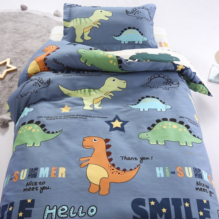 91家纺网 家纺一手货源 找家纺 梵赫家纺 2025新款全棉小版三件套 欢乐园-蓝