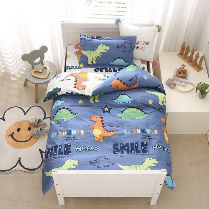 91家纺网 家纺一手货源 找家纺 梵赫家纺 2025新款全棉小版三件套 欢乐园-蓝