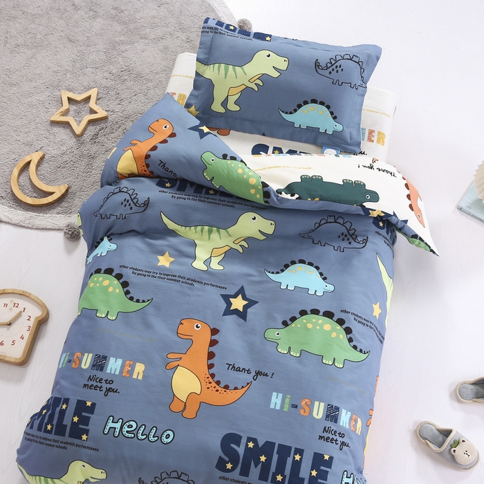 91家纺网 家纺一手货源 找家纺 梵赫家纺 2025新款全棉小版三件套 欢乐园-蓝