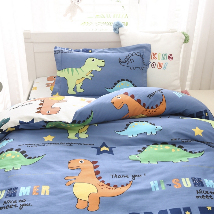 91家纺网 家纺一手货源 找家纺 梵赫家纺 2025新款全棉小版三件套 欢乐园-蓝