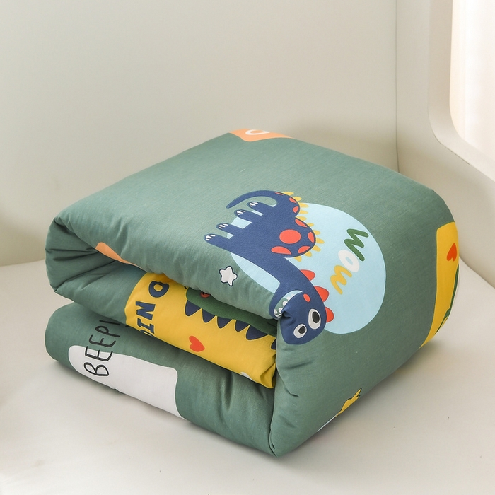 91家纺网 家纺一手货源 找家纺 梵赫家纺 2025新款全棉小版三件套 恐龙家族（绿）