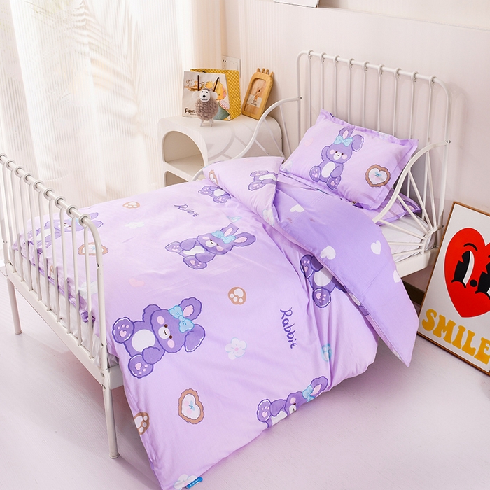 91家纺网 家纺一手货源 找家纺 梵赫家纺 2025新款全棉小版三件套 梦幻兔