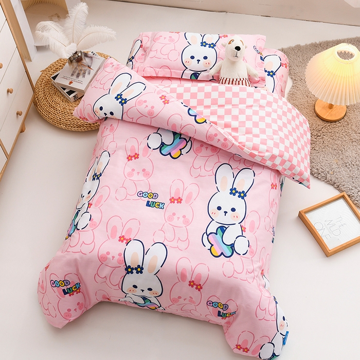 91家纺网 家纺一手货源 找家纺 梵赫家纺 2025新款全棉小版三件套 幸运兔