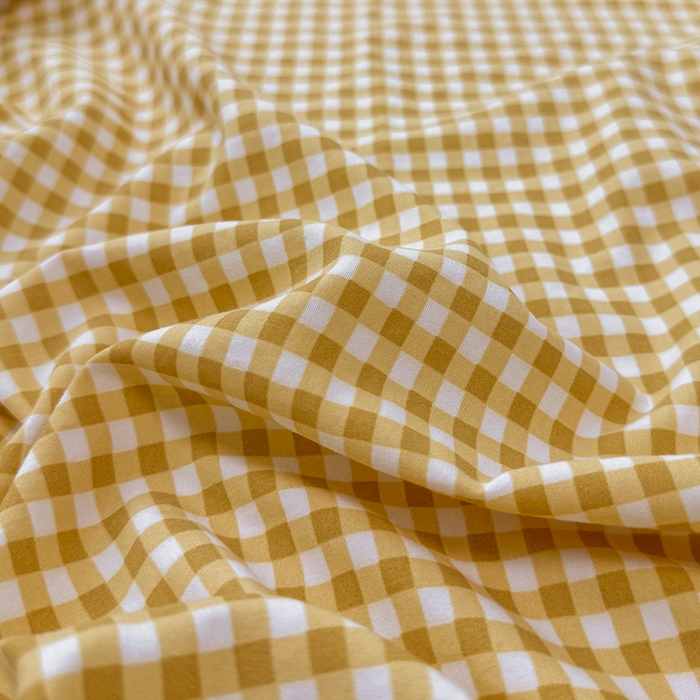 91家纺网 家纺一手货源 找家纺 觅妮家纺 2025新款A类水洗棉韩系ins床笠三件套 黄小格