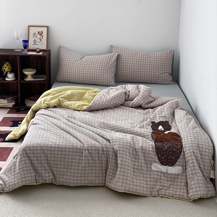 （总）贝尔 2025新款全棉色织提花贴布绣大豆被  被子被芯
