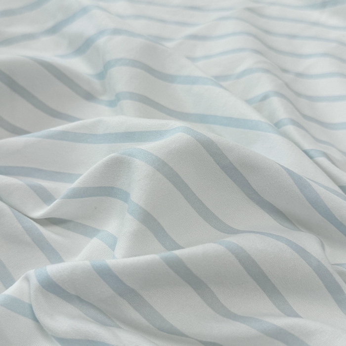 91家纺网 家纺一手货源 找家纺 觅妮家纺 2025新款A类水洗棉韩系ins床笠三件套 蓝条纹