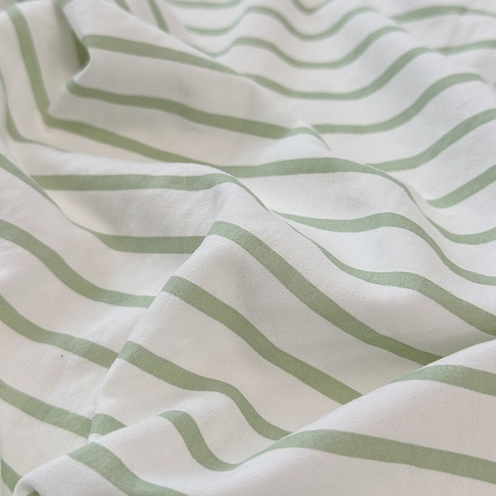 91家纺网 家纺一手货源 找家纺 觅妮家纺 2025新款A类水洗棉韩系ins床笠三件套 绿条纹