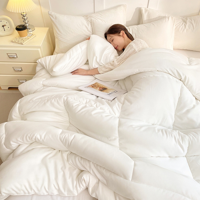 91家纺网 家纺一手货源 找家纺 （总）VIP被业 2025新款磨毛纯色冬被四季被子大豆棉被子被芯