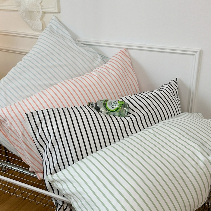 91家纺网 家纺一手货源 找家纺 觅妮家纺 2025新款水洗棉韩系ins枕套单品枕套枕套单件 粉条纹