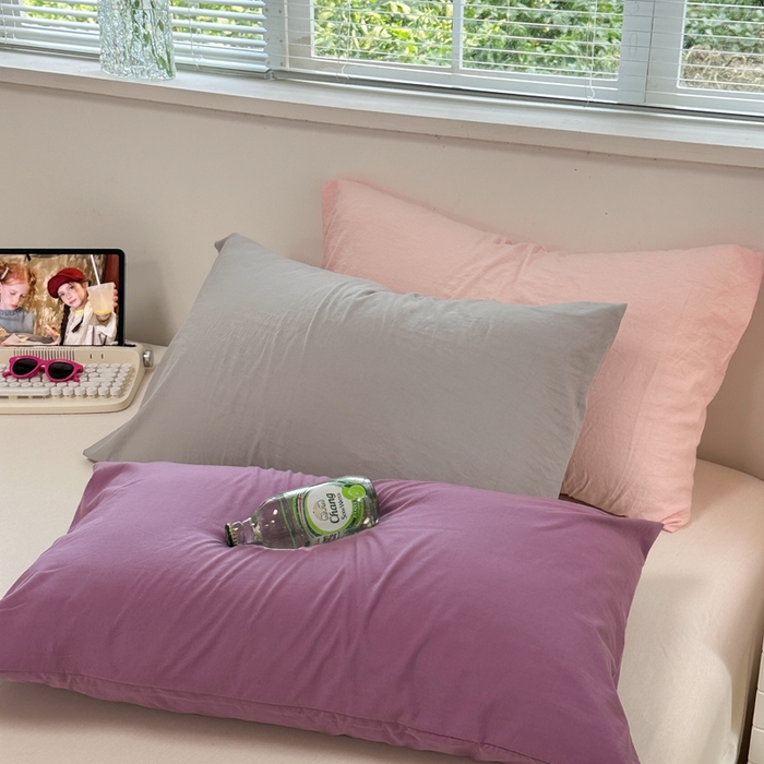 觅妮家纺 2025新款水洗棉韩系ins枕套单品枕套枕套单件 纯灰