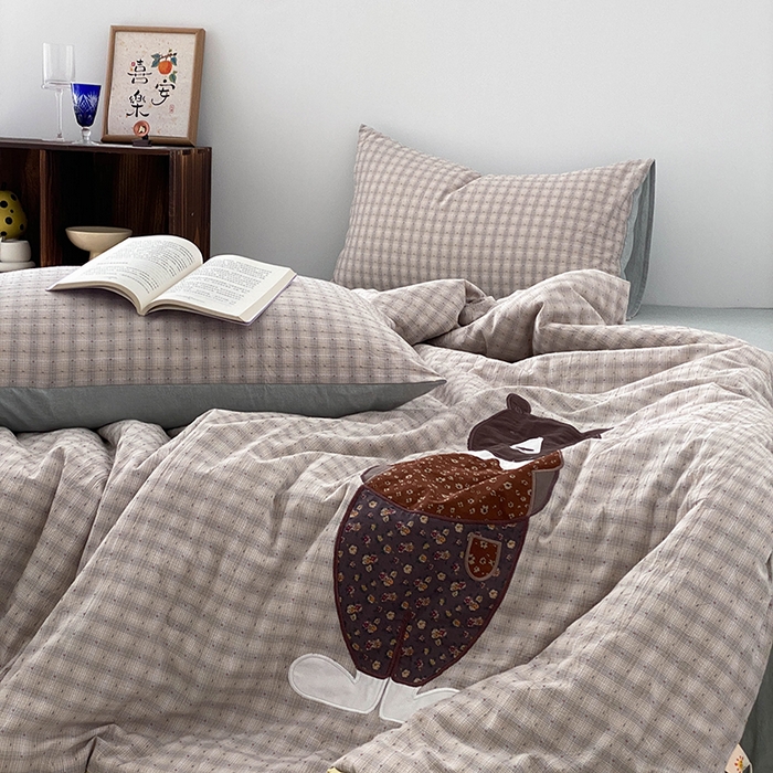 91家纺网 家纺一手货源 找家纺 （总）贝尔 2025新款全棉色织提花贴布绣四件套