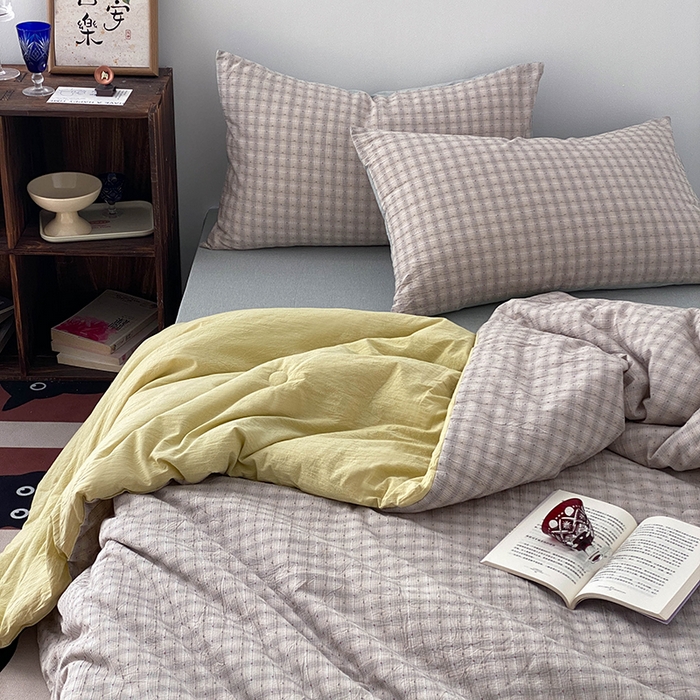 91家纺网 家纺一手货源 找家纺 贝尔 2025新款全棉色织提花贴布绣四件套 蜂蜜芥末黄