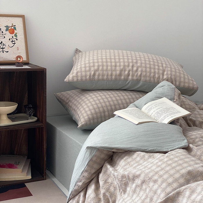 91家纺网 家纺一手货源 找家纺 贝尔 2025新款全棉色织提花贴布绣四件套 鲜芋奶绿