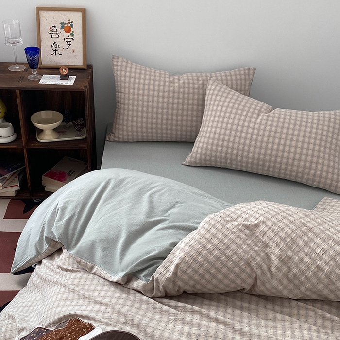 91家纺网 家纺一手货源 找家纺 贝尔 2025新款全棉色织提花贴布绣四件套 鲜芋奶绿