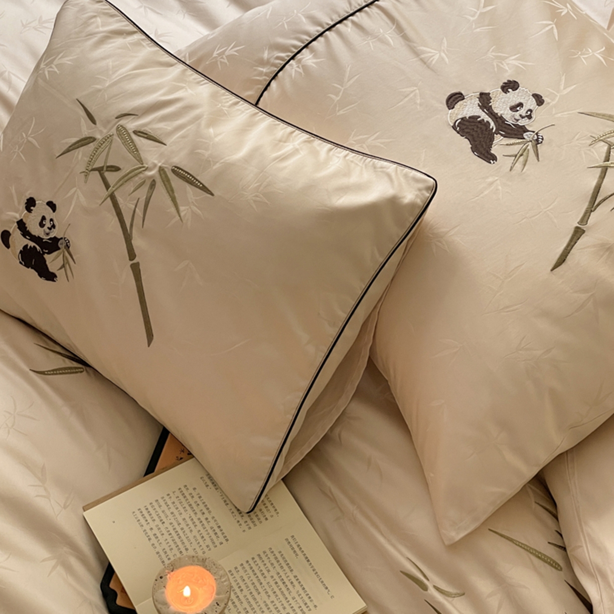 91家纺网 家纺一手货源 找家纺 （总）漫调家纺 2025新款新中式100支国风提花熊猫刺绣四件套【现货供应+提供买家秀】