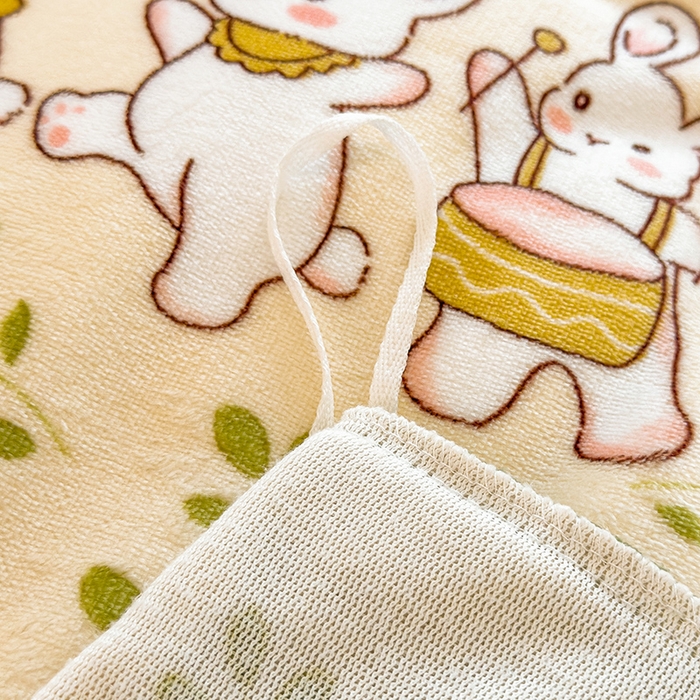 91家纺网 家纺一手货源 找家纺 摩妮卡 摩妮卡 2025新款加厚款小清新牛奶绒印花四件套床单款床笠单被套 萌兔嘟