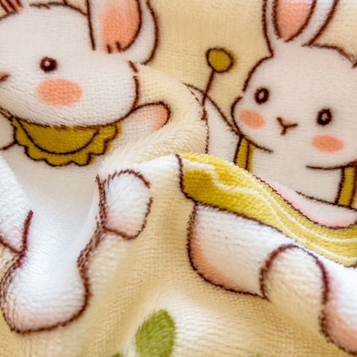 91家纺网 家纺一手货源 找家纺 摩妮卡 摩妮卡 2025新款加厚款小清新牛奶绒印花四件套床单款床笠单被套 萌兔嘟