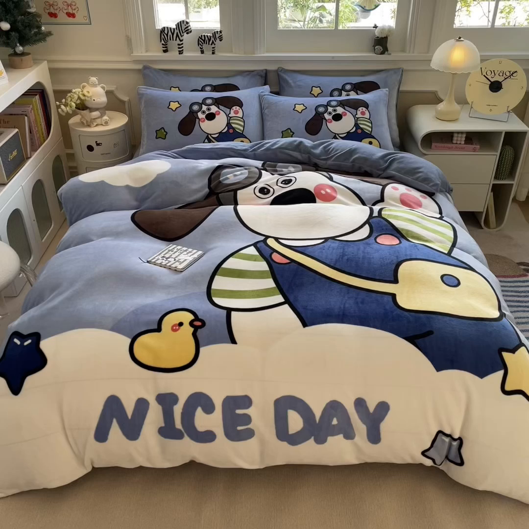 91家纺网 家纺一手货源 找家纺 （总）丝羽坊 2025新款A类大版牛奶绒印花四件套