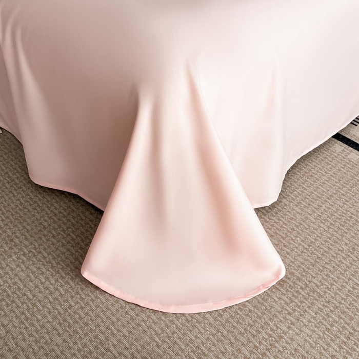 91家纺网 家纺一手货源 找家纺 博纳家纺 2025新款镂空大宽边拼角高级简奢款亲肤棉四件套-山水提花 粉玉