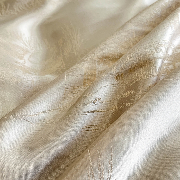 91家纺网 家纺一手货源 找家纺 博纳家纺 2025新款镂空大宽边拼角高级简奢款亲肤棉四件套-山水提花 香槟