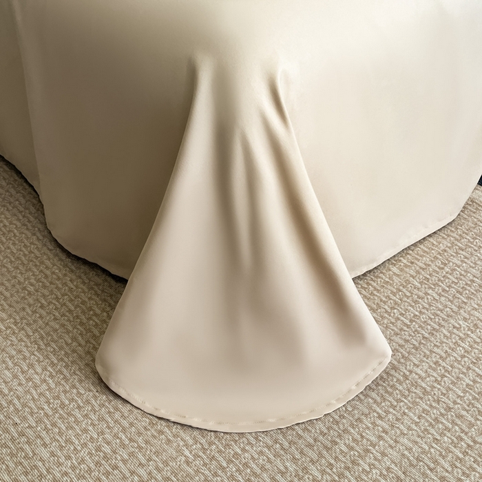 91家纺网 家纺一手货源 找家纺 博纳家纺 2025新款镂空大宽边拼角高级简奢款亲肤棉四件套-山水提花 香槟