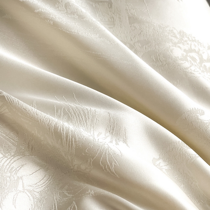 91家纺网 家纺一手货源 找家纺 博纳家纺 2025新款镂空大宽边拼角高级简奢款亲肤棉四件套-山水提花 象牙白