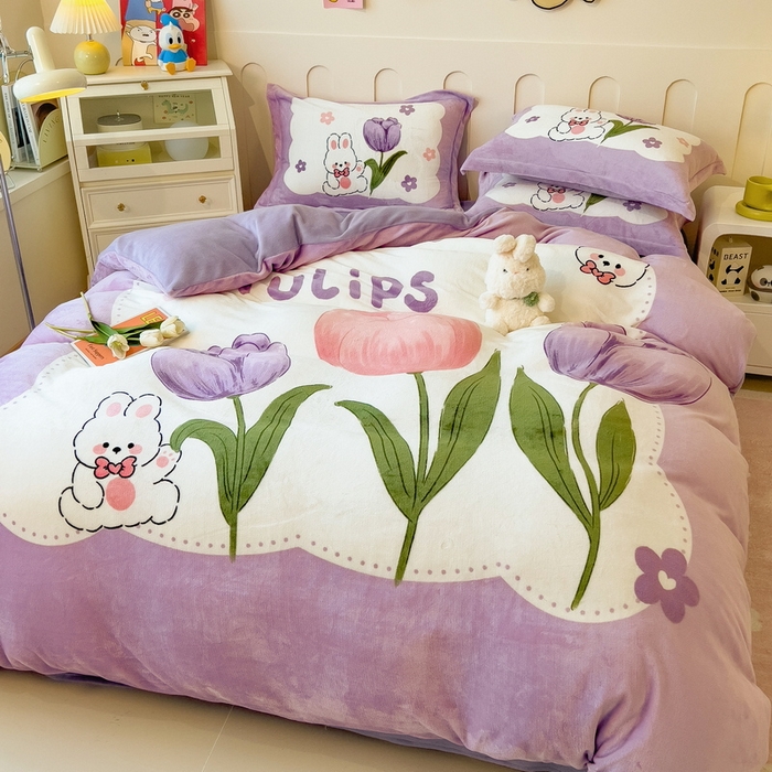 91家纺网 家纺一手货源 找家纺 （总）丝羽坊 2025新款A类大版牛奶绒印花四件套