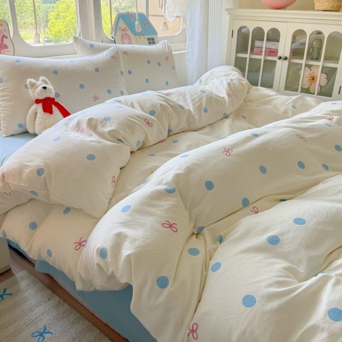 91家纺网 家纺一手货源 找家纺 （总）晚爱家纺（原晚安家居） 2025新款超柔水洗棉四件套卡通小清新学生宿舍三件套