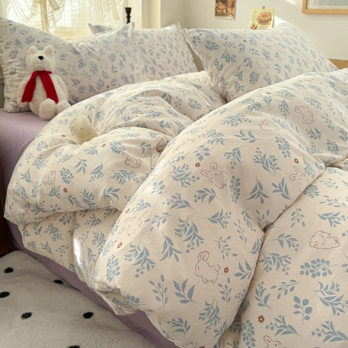 91家纺网 家纺一手货源 找家纺 （总）晚爱家纺（原晚安家居） 2025新款超柔水洗棉四件套卡通小清新学生宿舍三件套